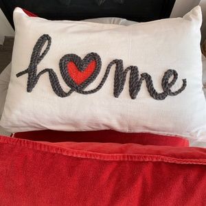 Two Large Pottery Barn Red Velvet Pillows and Lumbar Home Pillow